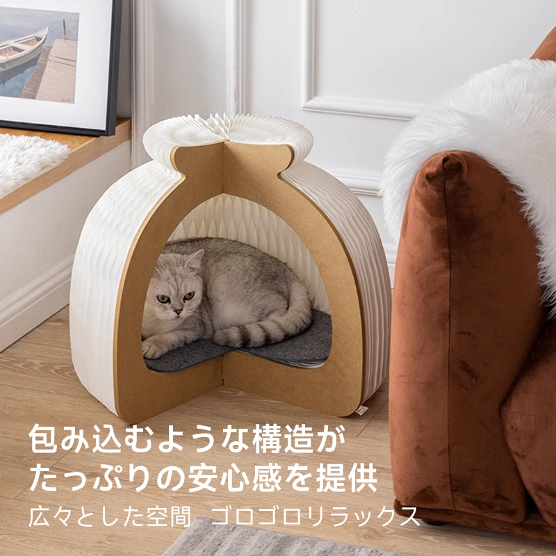 折りたたみペーパーキャットハウス