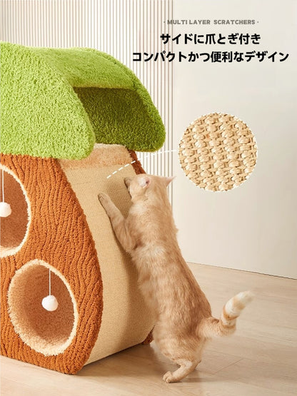 いちご型爪とぎ付きキャットハウス